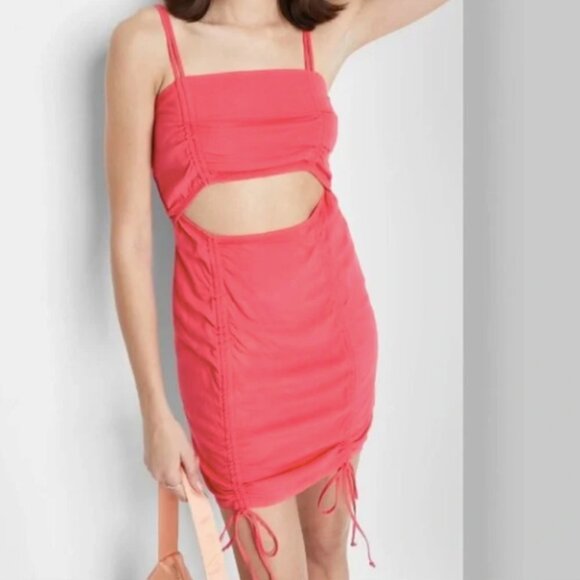 Wild Fable Pink Sleeveless Cut Out Rouched Front Bodycon Dress | Size M | NWT - Picture 4 of 6